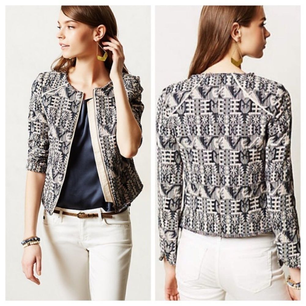 Hei Hei Anthropologie Faifo Jacquard Jacket Sz 10